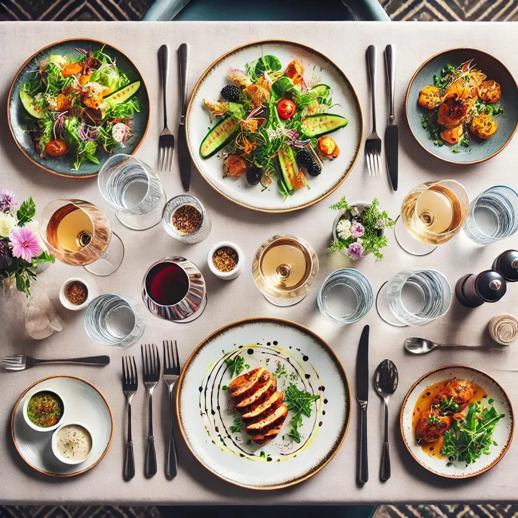 Top view of a restaurant table